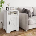 Heynemo Tall Farmhouse Nightstand with Charging Station, White End Table with Storage, Large Wooden Rustic Bedside Table for Bedroom, Home Office