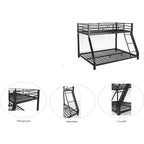 Lit superposé double en métal Bellemave pour enfants et adultes, avec garde-corps de sécurité et échelle, noir