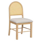 Ensemble de salle à manger GDFStudio Rose 7 pièces style ferme avec table à manger rectangulaire de 151,9 cm et chaises en rotin rembourrées