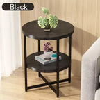Okak Farmhouse Small Round Side Table with Criss-Cross Legs, End Table with Bottom Shelf, Couch Table for Living Room, Bedroom, Black