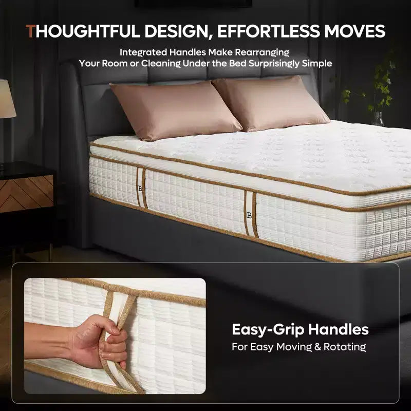 Matelas hybride Tencel King Size 12 pouces à fermeté moyenne, avec couche moelleuse et mousse à mémoire de forme rafraîchissante, livré en boîte