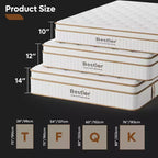 Matelas hybride Tencel King Size 12 pouces à fermeté moyenne, avec couche moelleuse et mousse à mémoire de forme rafraîchissante, livré en boîte