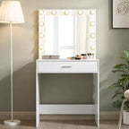 Coiffeuse avec miroir et lumières, table de maquillage avec grand tiroir, miroir LED 3 modes d'éclairage réglables, table de maquillage