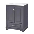 24 Modern Bathroom Vanity, Bathroom Single Sink Cabinet with 2 Doors and 1 Drawer, Adjustable Shelves