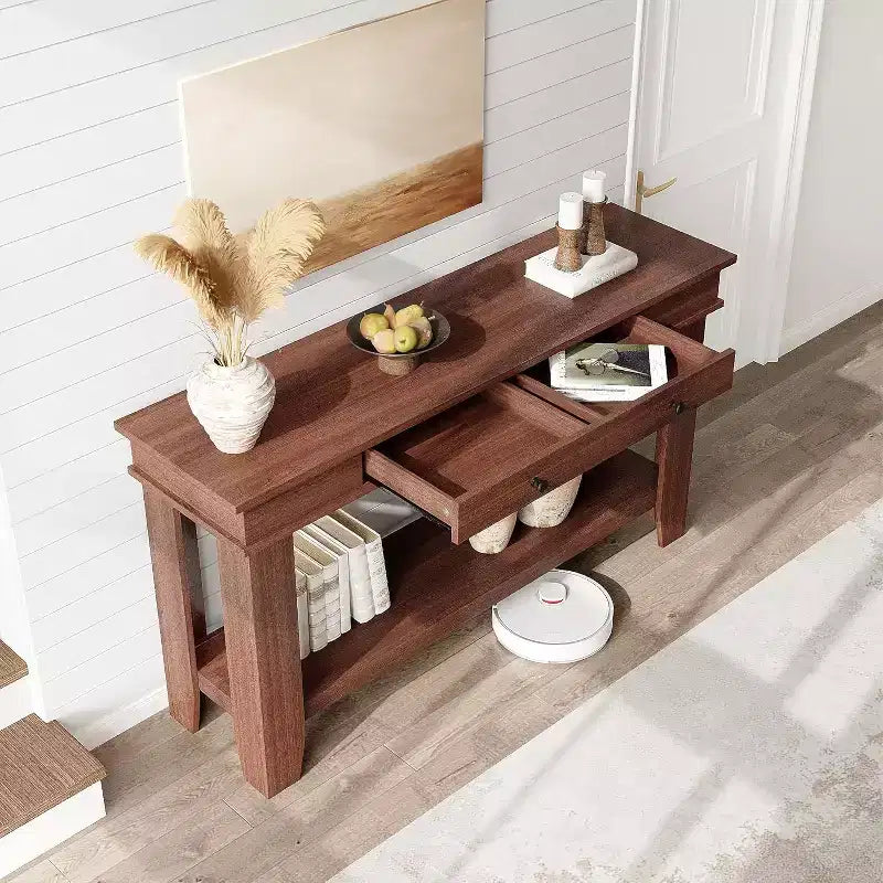Console de 54 po pour entrée - Table d'entrée de style ferme avec rangement et tiroirs, petites tables d'appoint pour couloir derrière un canapé, table de canapé
