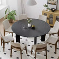 PexFix 59 Modern Round Dining Table for 6-8 with Dense Wood Tabletop & Stable Base Wooden Dining Table for Kitchen Dining Room Black