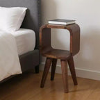 HomeRoots Table de chevet carrée en bois massif de châtaignier 16
