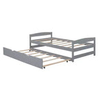 Lit plateforme double avec tête de lit, pied de lit et lit gigogne, cadre en bois de pin, pas besoin de sommier tapissier