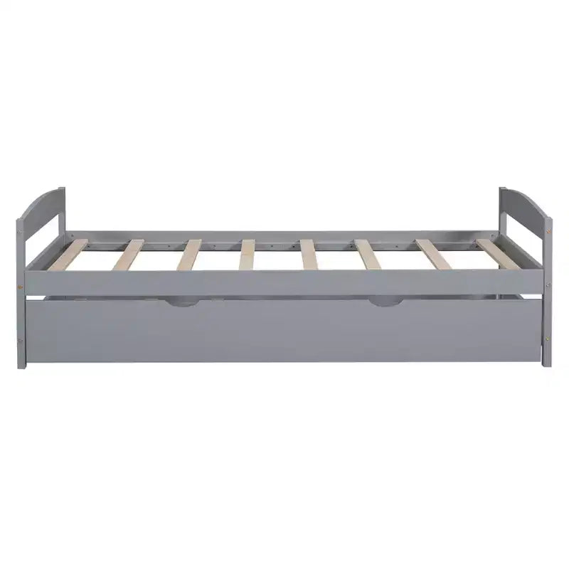 Lit plateforme double avec tête de lit, pied de lit et lit gigogne, cadre en bois de pin, pas besoin de sommier tapissier