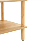 Table basse rectangulaire moderne à 2 niveaux avec étagère de rangement ouverte et pieds ronds en bois massif, table de canapé pour salon, bureau ou hall d'accueil
