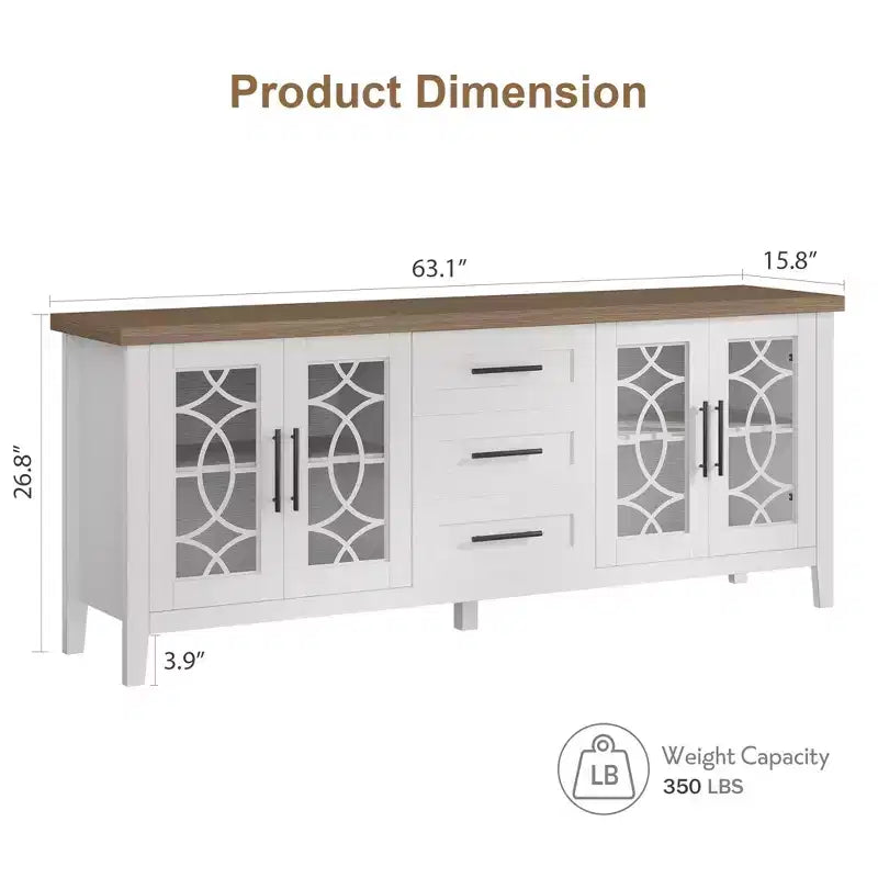 Meuble TV de Ferme pour TV 70 Pouces, Meuble TV Rétro avec 3 Tiroirs et 2 Portes de Rangement, Table Console TV en Bois pour Salon