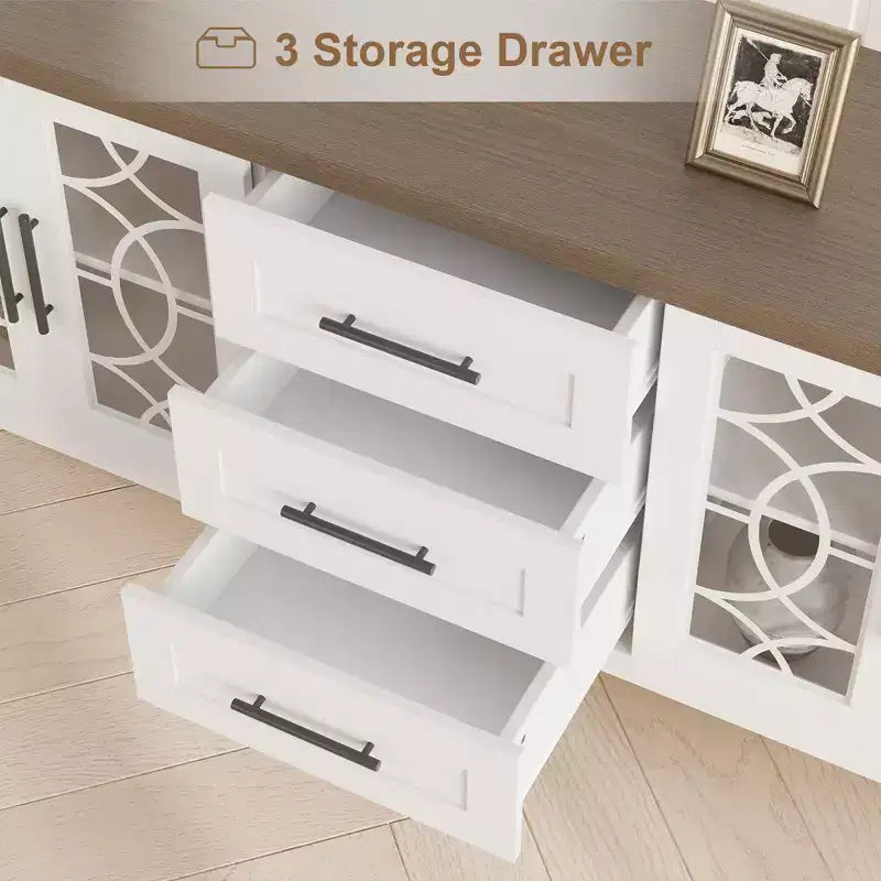 Meuble TV de Ferme pour TV 70 Pouces, Meuble TV Rétro avec 3 Tiroirs et 2 Portes de Rangement, Table Console TV en Bois pour Salon
