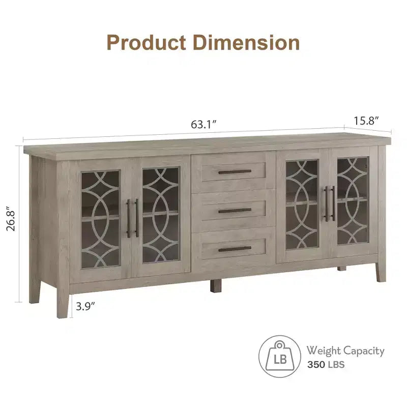 Meuble TV de Ferme pour TV 70 Pouces, Meuble TV Rétro avec 3 Tiroirs et 2 Portes de Rangement, Table Console TV en Bois pour Salon