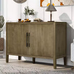 Wooden storage cabinet/dining cabinet with two metal handles and two doors, suitable for hallways, entrances, and living rooms.
