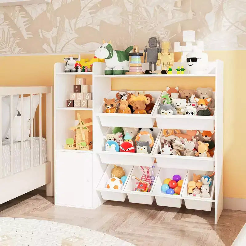 Meuble de rangement en bois pour enfants pour jeux, livres et loisirs créatifs, étagère de rangement pour enfants avec 8 bacs amovibles, bibliothèque pour enfants pour la maternelle et la salle de jeux