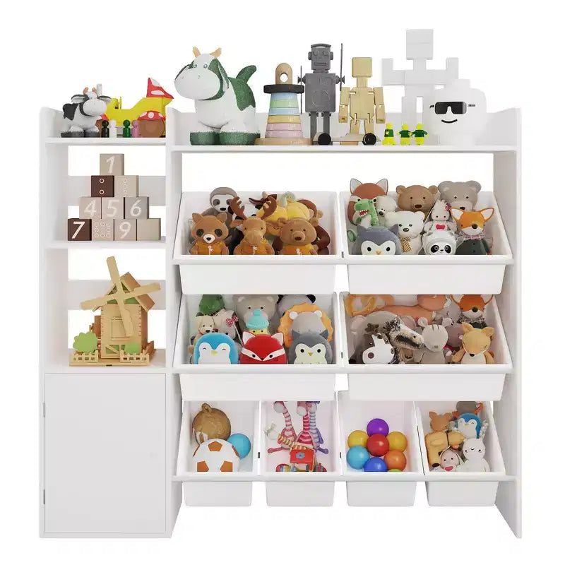 Meuble de rangement en bois pour enfants pour jeux, livres et loisirs créatifs, étagère de rangement pour enfants avec 8 bacs amovibles, bibliothèque pour enfants pour la maternelle et la salle de jeux
