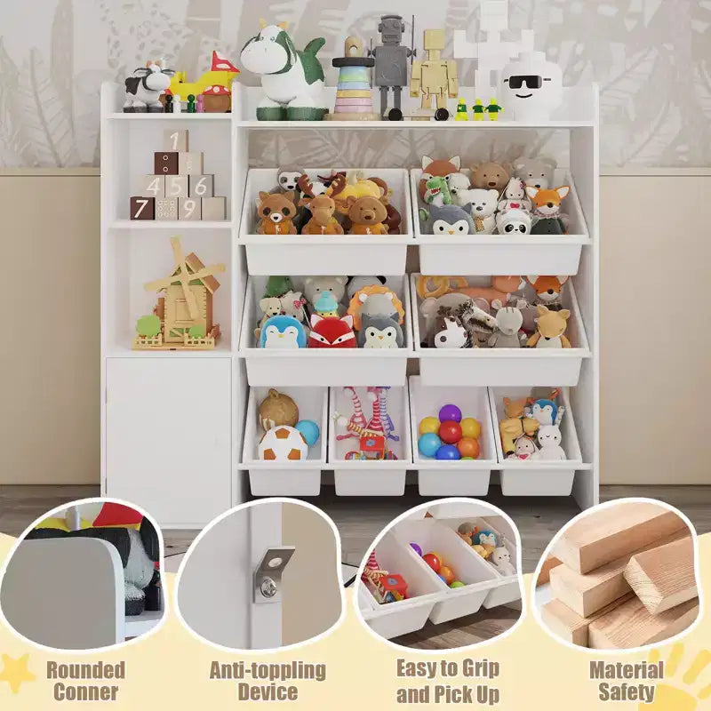 Meuble de rangement en bois pour enfants pour jeux, livres et loisirs créatifs, étagère de rangement pour enfants avec 8 bacs amovibles, bibliothèque pour enfants pour la maternelle et la salle de jeux