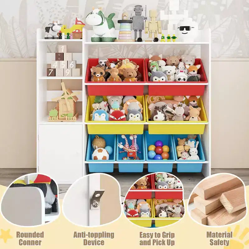 Meuble de rangement en bois pour enfants pour jeux, livres et loisirs créatifs, étagère de rangement pour enfants avec 8 bacs amovibles, bibliothèque pour enfants pour la maternelle et la salle de jeux