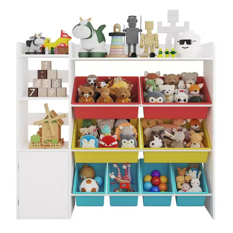 Meuble de rangement en bois pour enfants pour jeux, livres et loisirs créatifs, étagère de rangement pour enfants avec 8 bacs amovibles, bibliothèque pour enfants pour la maternelle et la salle de jeux