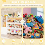 Meuble de rangement en bois pour enfants pour jeux, livres et loisirs créatifs, étagère de rangement pour enfants avec 8 bacs amovibles, bibliothèque pour enfants pour la maternelle et la salle de jeux