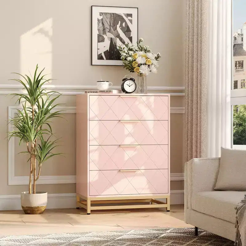 Commode en bois, meuble de rangement vertical moderne avec dispositif anti-basculement, convient aux chambres à coucher, salons et couloirs.