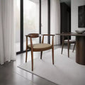 Royal Hampton Dining Side Chair Set of 2, Modern Armchairs, Brown Rubberwood