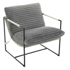 Fauteuil d'appoint Sling avec cadre en métal, fauteuil de salon moderne et confortable, fauteuil de lecture rembourré avec coussin en mousse déchiquetée, fauteuil surdimensionné et confortable