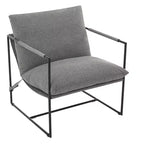 Fauteuil d'appoint Sling avec cadre en métal, fauteuil de salon moderne et confortable, fauteuil de lecture rembourré avec coussin en mousse déchiquetée, fauteuil surdimensionné et confortable