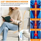 Fauteuil d'appoint Sling avec cadre en métal, fauteuil de salon moderne et confortable, fauteuil de lecture rembourré avec coussin en mousse déchiquetée, fauteuil surdimensionné et confortable