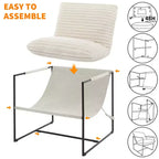 Fauteuil d'appoint Sling avec cadre en métal, fauteuil de salon moderne et confortable, fauteuil de lecture rembourré avec coussin en mousse déchiquetée, fauteuil surdimensionné et confortable