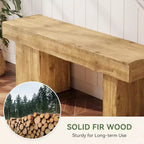 Banc Lantine 47 en bois massif, banc d'entrée avec pieds artistiques, banc de salle à manger robuste pour cuisine, salon, couloir, bout de lit