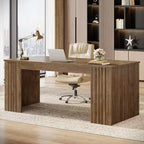 Lantine Modern Executive Desk, 63-Inch Large Office Computer Desk, Study Writing Table Workstation Business Furniture for Home Office, Brown