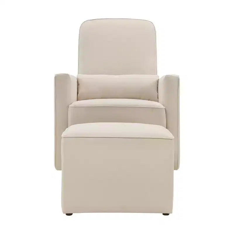 Fauteuil-planeur et pouf d'allaitement Olive de daVinci - Fini crème avec passepoil crème