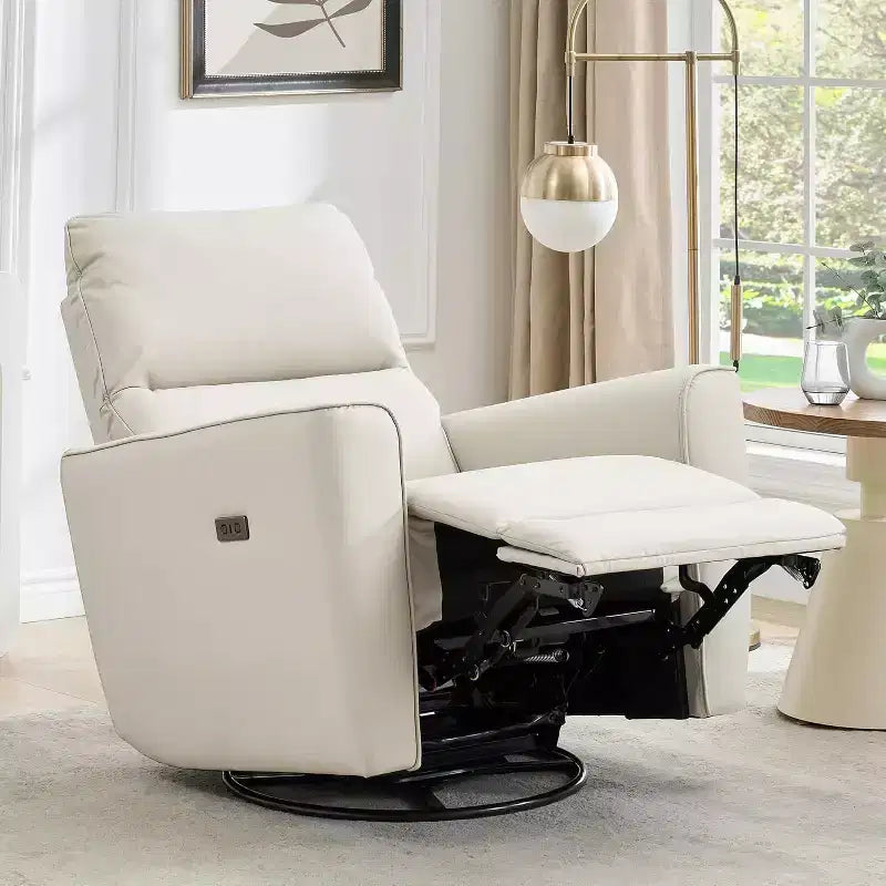 Fauteuil inclinable planeur avec mouvement basculant pivotant, chaise en cuir PU à dossier haut pour chambre d'enfant, salon et chambre à coucher