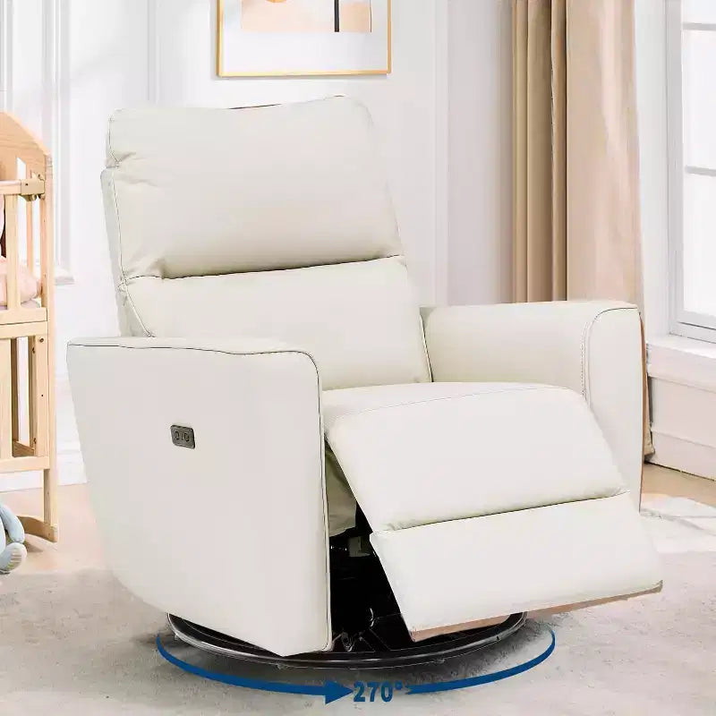 Fauteuil inclinable planeur avec mouvement basculant pivotant, chaise en cuir PU à dossier haut pour chambre d'enfant, salon et chambre à coucher