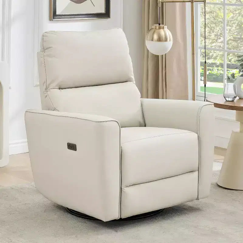 Fauteuil inclinable planeur avec mouvement basculant pivotant, chaise en cuir PU à dossier haut pour chambre d'enfant, salon et chambre à coucher