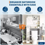 COZONY Meuble de rangement WC avec porte coulissante de style grange, étagère de rangement de salle de bain avec étagère réglable et porte-papier toilette pour salle de bain