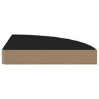 Étagère d'angle noire MDF alvéolé, métal, petite, murale
