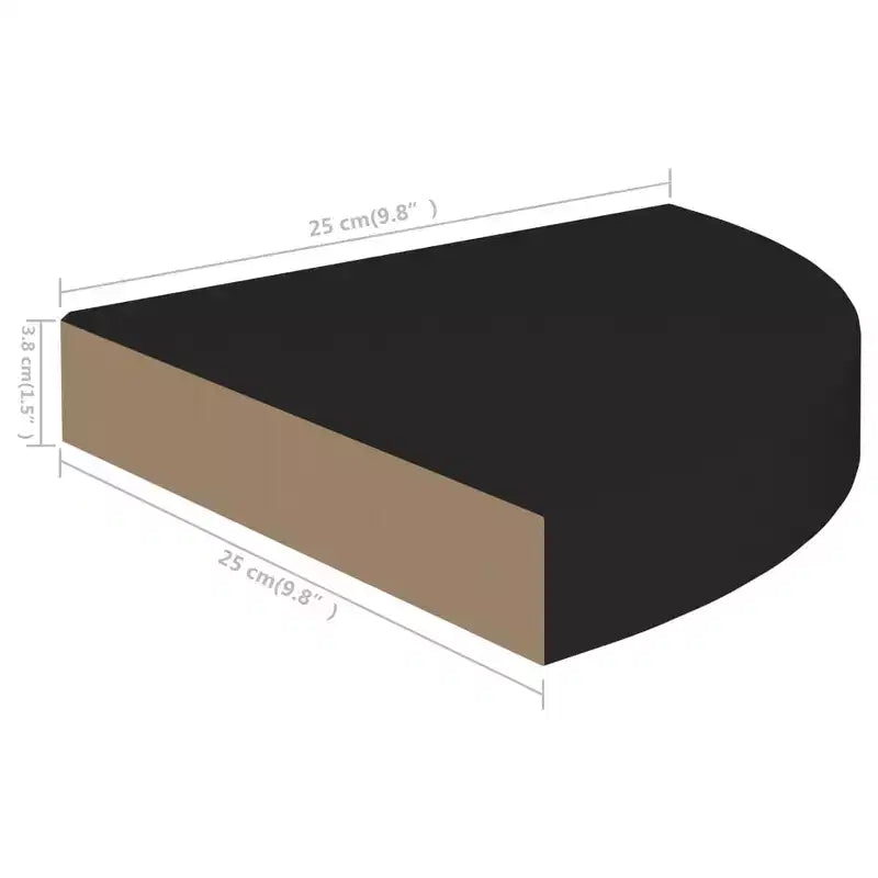Étagère d'angle noire MDF alvéolé, métal, petite, murale