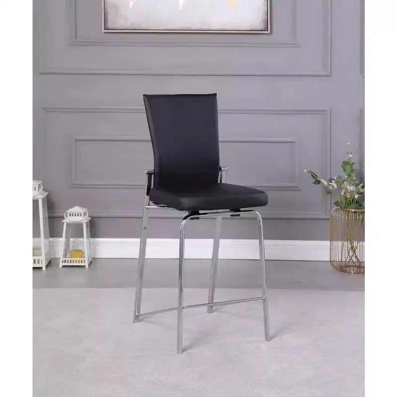 Tabouret de comptoir contemporain Chintaly avec dossier mobile et cadre chromé