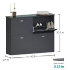 Okak Meuble à chaussures étroit mi-siècle avec 4 tiroirs basculants, meuble à chaussures autoportant pour foyer, entrées