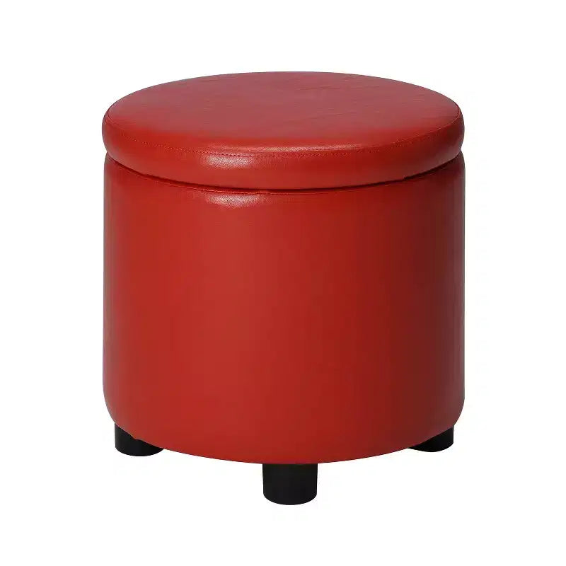 Pouf de rangement d'appoint rond HomeStock Comfort avec couvercle-plateau réversible