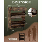Meuble à chaussures à double abattant, Organisateur peu encombrant pour l'entrée, le couloir ou la buanderie, Armoire à chaussures dissimulée pour un rangement soigné et ordonné