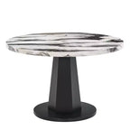 Table de salle à manger moderne Cavira de Roundhill Furniture en imitation marbre avec pied piédestal en bois