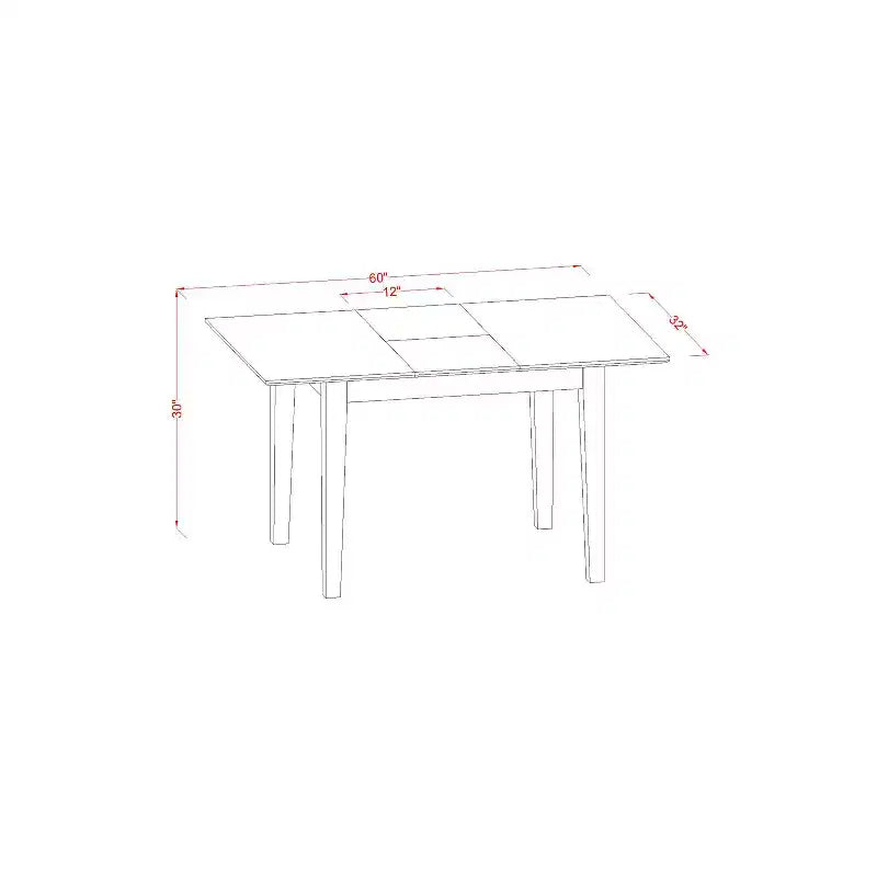Ensemble salle à manger 7 pièces - Table rectangulaire avec rallonge et 6 chaises en tissu - Petite table de salle à manger/cuisine