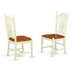 Ensemble de salle à manger 3 pièces HomeStock avec table ronde à plateau en bois massif finition cerisier et couleur crème