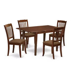 HomeStock 5-Pc Mahogany Finish Solid Wood Top - Rectangular Dining Room Set with Butterfly Leaf - Seats 4