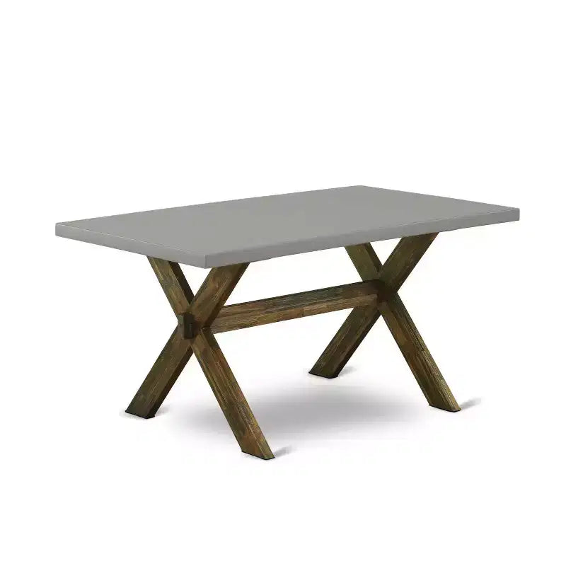 HomeStock Table de salle à manger rectangulaire 6 pièces en bois massif finition jacobéen vieilli avec 1 banc et 4 chaises