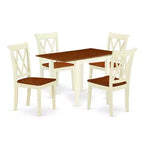HomeStock 5-Pc Buttermilk and Cherry Solid Wood Top-Dining Room Set-Seats 4