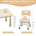 Ensemble table et 4 chaises pour enfants, ensemble table et chaise d'étude pour enfants avec plateau de bureau graffiti et pieds antidérapants, table d'activités réglable en hauteur pour tout-petits